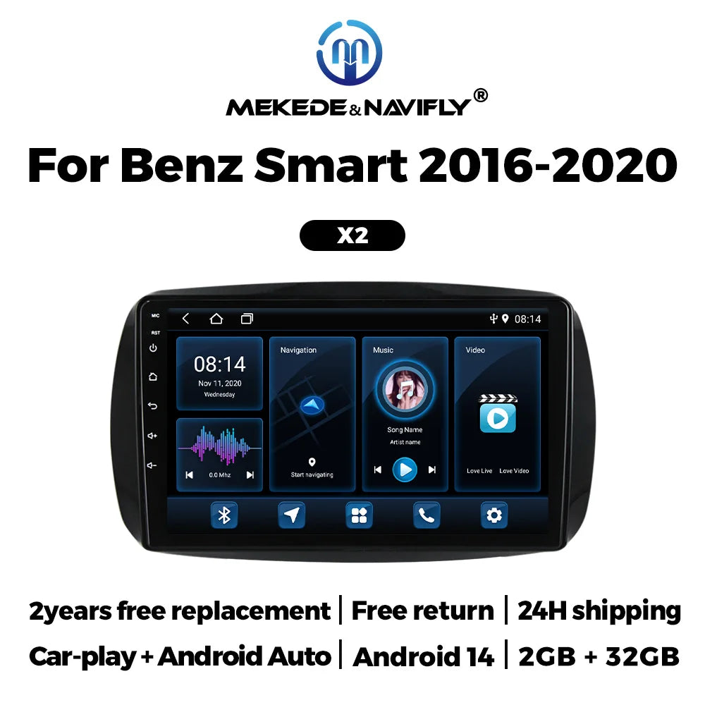 Android Car Radio for Mercedes Benz Smart 453 Fortwo 2014 2015 2016-2020 Carplay AUTO Mult | AUTOKITSHOP