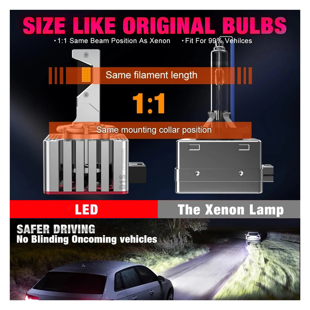 D1S D3S LED Headlight HID Bulbs D2S D2R D4S D4R D5S AutoTurbo Llights 160W CSP Chip 6000K