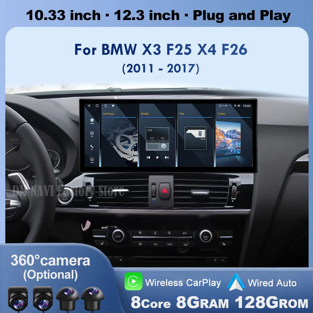 Navigation GPS Car Radio Multimedia Video For BMW X3 F25 X4 F26 2011-2017 CIC NBT System B