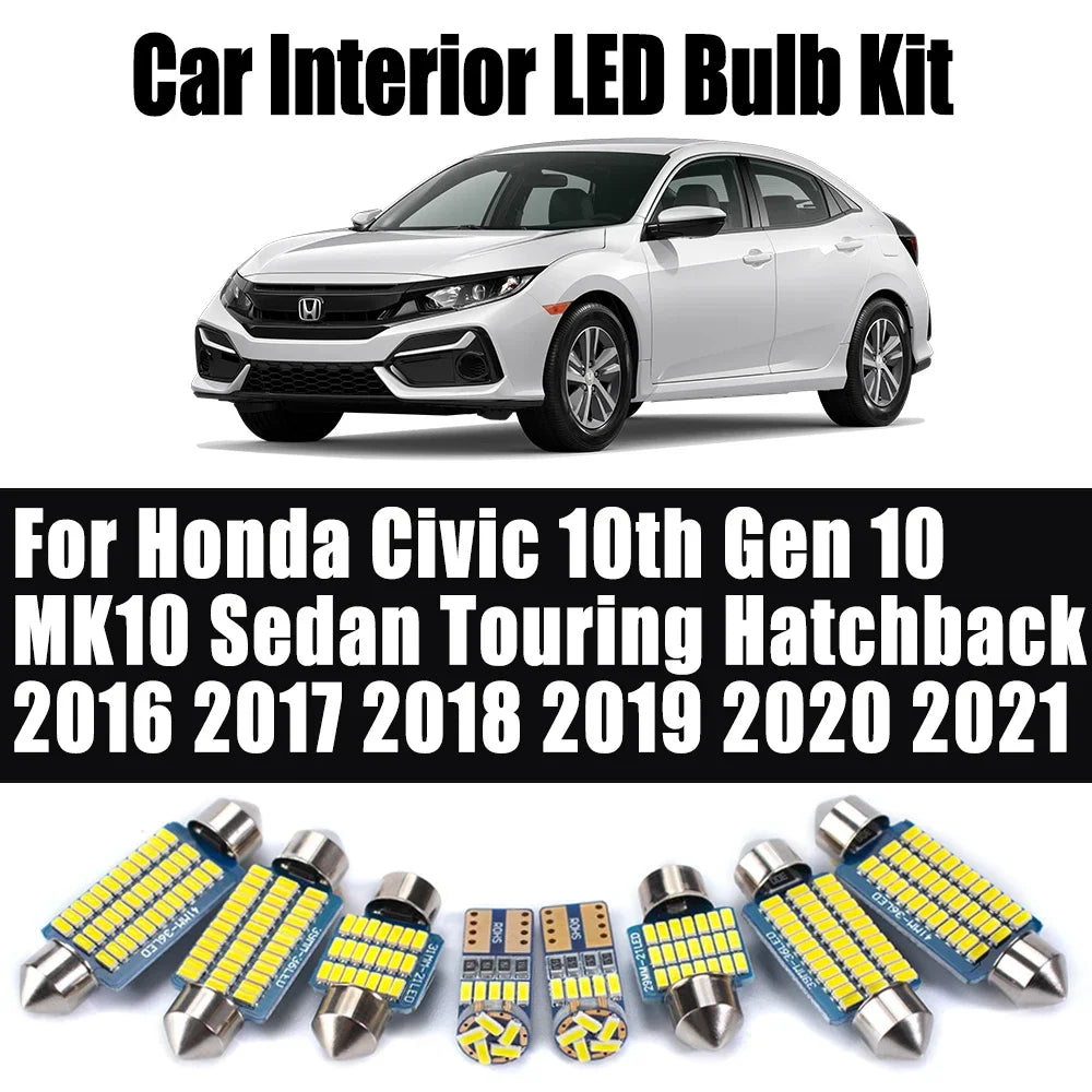 12-Piece LED Interior Light Kit for Honda Civic 10th Gen 10 MK10 Sedan Touring Hatchback - Canbus Error-Free Bulbs | ...