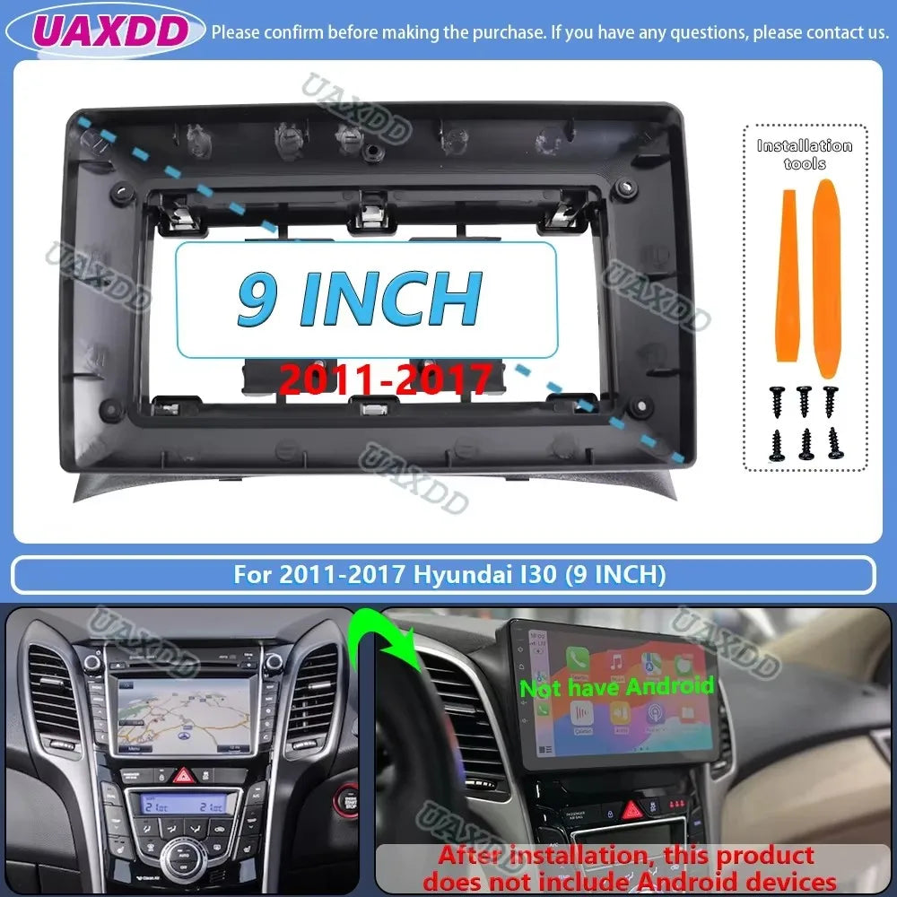 For 2011-2018 Hyundai I-30 9inch 2 Din Car stereo radio Android frame panel fascia cable v