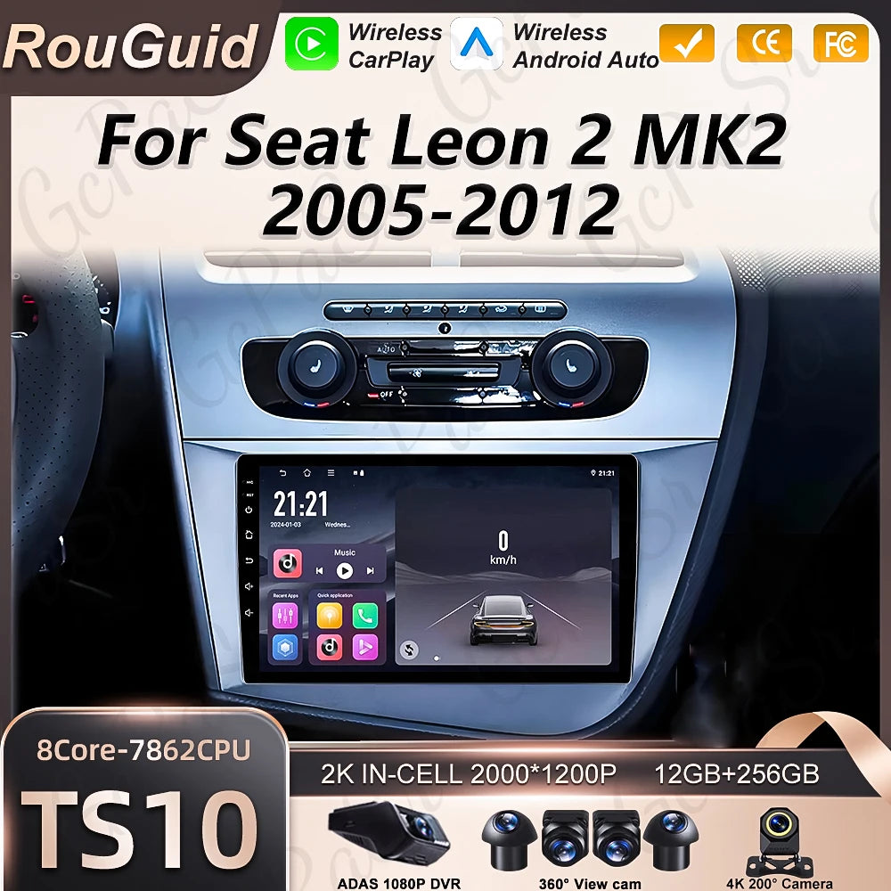 Android 16 Car Radio For Seat Leon 2 MK2 2005 - 2012 Carplay Auto Multimedia Player Stereo | AUTOKITSHOP