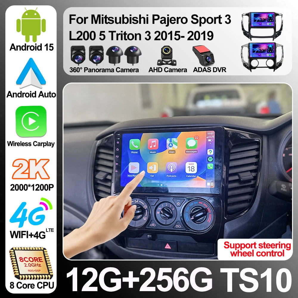 Android 16 For Mitsubishi Pajero Sport 3 L200 5 Triton 3 2015-2019 Car Radio Carplay Gps N | AUTOKITSHOP