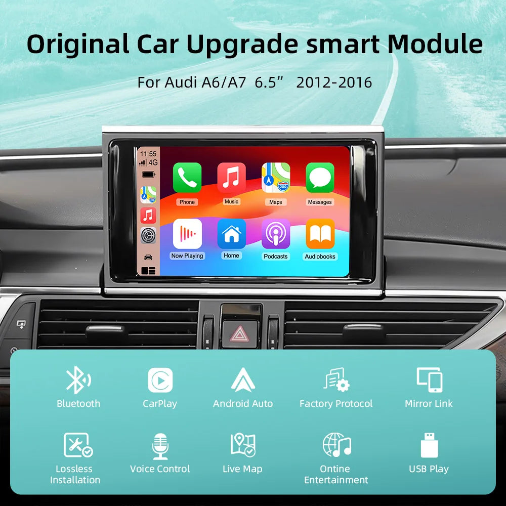 Wireless CarPlay Android Auto Interface Adapter Box For Audi A6 A7 2012-2016 Mirror Link B | AUTOKITSHOP