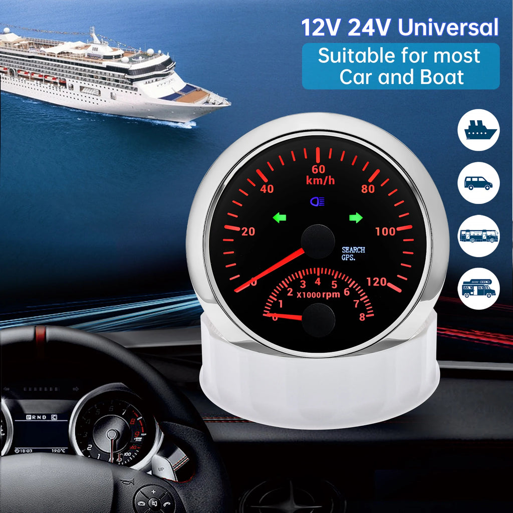 85mm Digital Car Truck Boat GPS Speedometer Gauge 0-200KM/H 0-120kmh Speed Meter Tachometer 8000 - Automotive LED Light