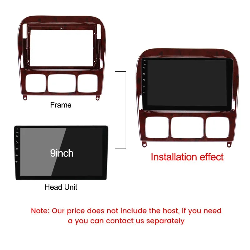 9'' Car Radio Frame Cable Dash Mount Kit for Benz S Class 1998-2005 Android 2 Din Stereo P | AUTOKITSHOP