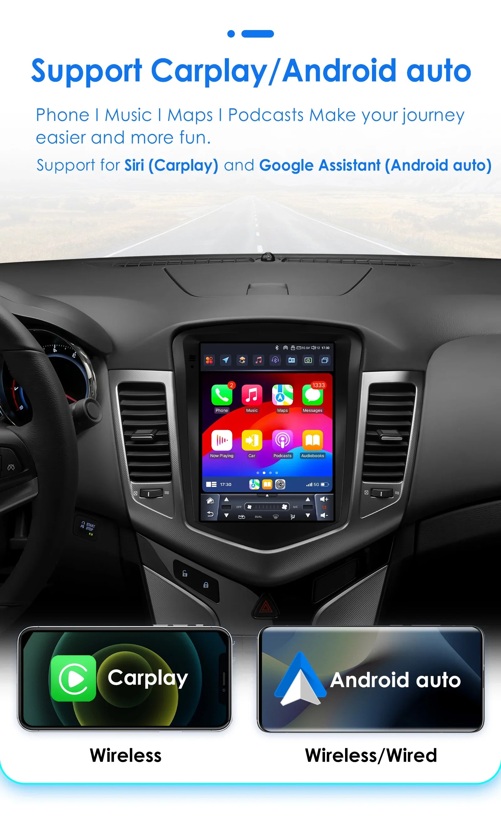 9.7'inch 2Din Carplay Android 13 Car Radio For Chevrolet Cruze J300 2008-2012 Multimedia N