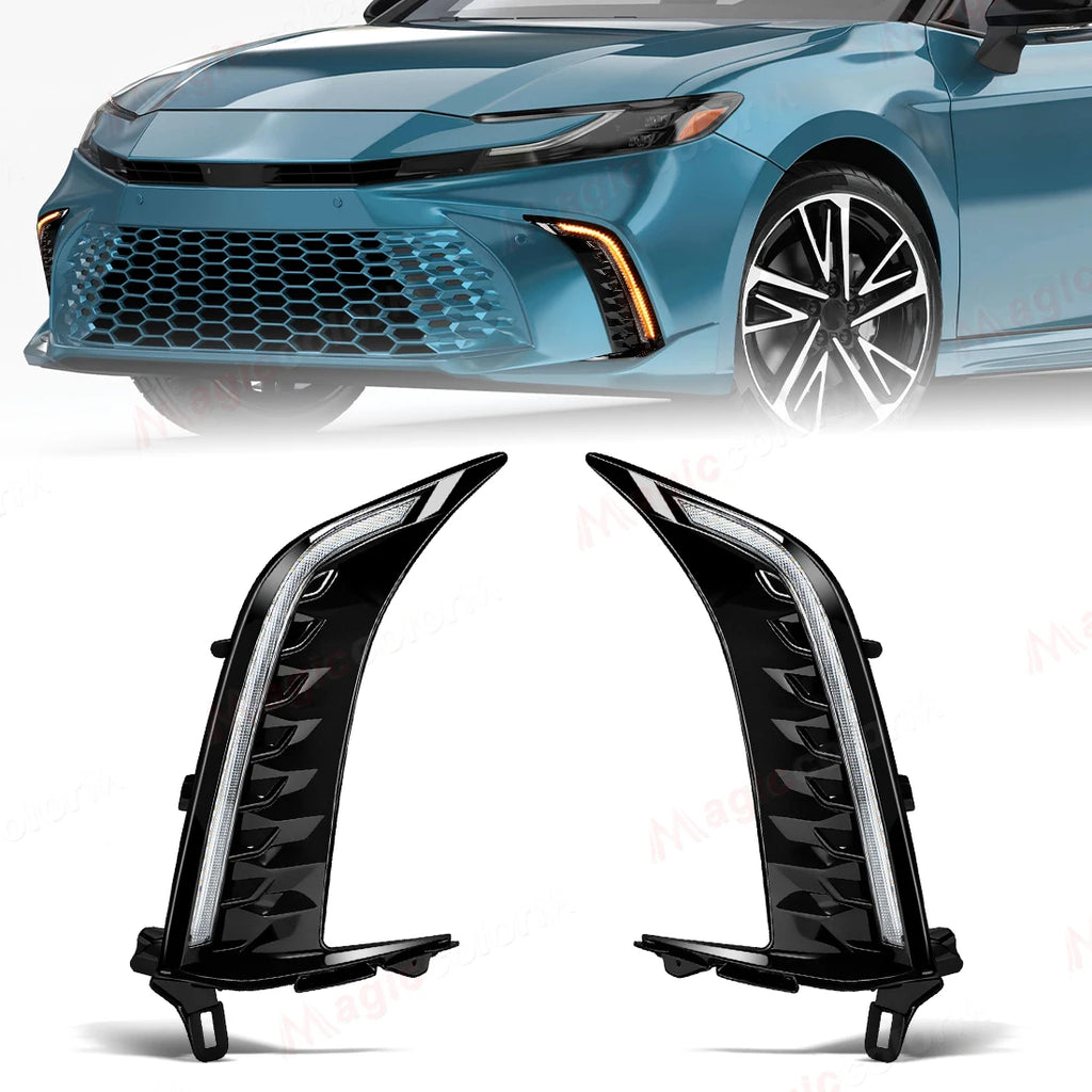 LED DRL For Toyota Camry SE XSE 2024 2025 Daytime Running Lights Turn Signal Lamps White Y | AUTOKITSHOP