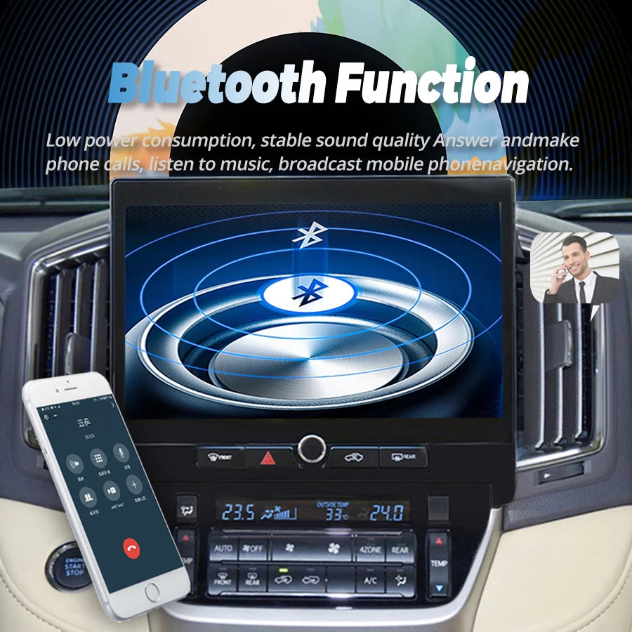 Navigation Radio Stereo Multimedia Video Player 2K 1920×1080 Qled Screen For Toyota Land C