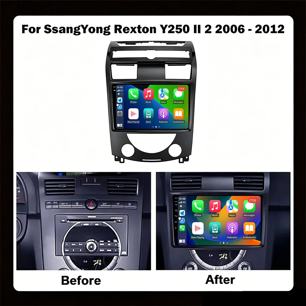 Car Radio Multimedia Video Player Navigation GPS For SsangYong Rexton Y250 Il 2 2006-2012