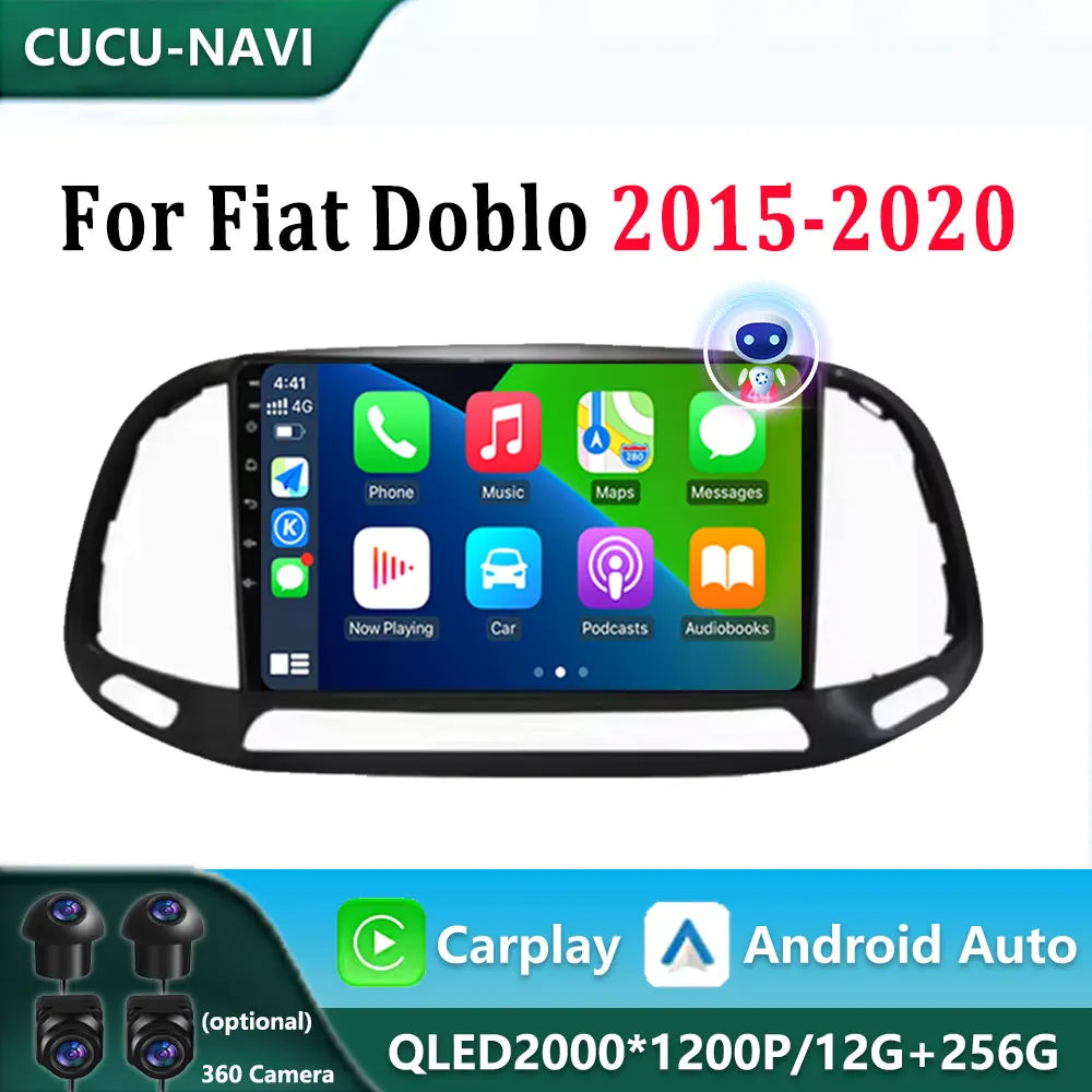 Android 16 9 inch Carplay Car Radio For Fiat Doblo 2015 2016 2017-2020 Auto Multimedia Vid | AUTOKITSHOP