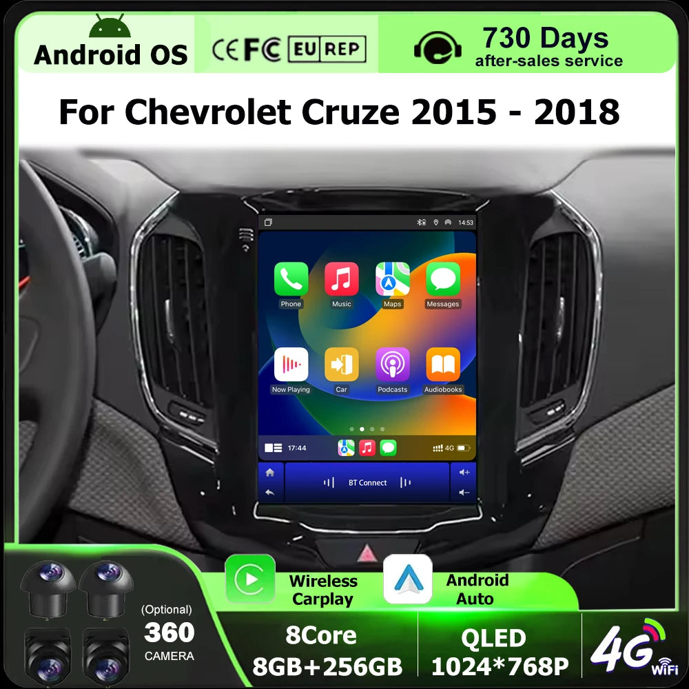 Car Radio Multimedia Player GPS Navigation Stereo For Chevrolet Cruze 2015-2018 Android 16