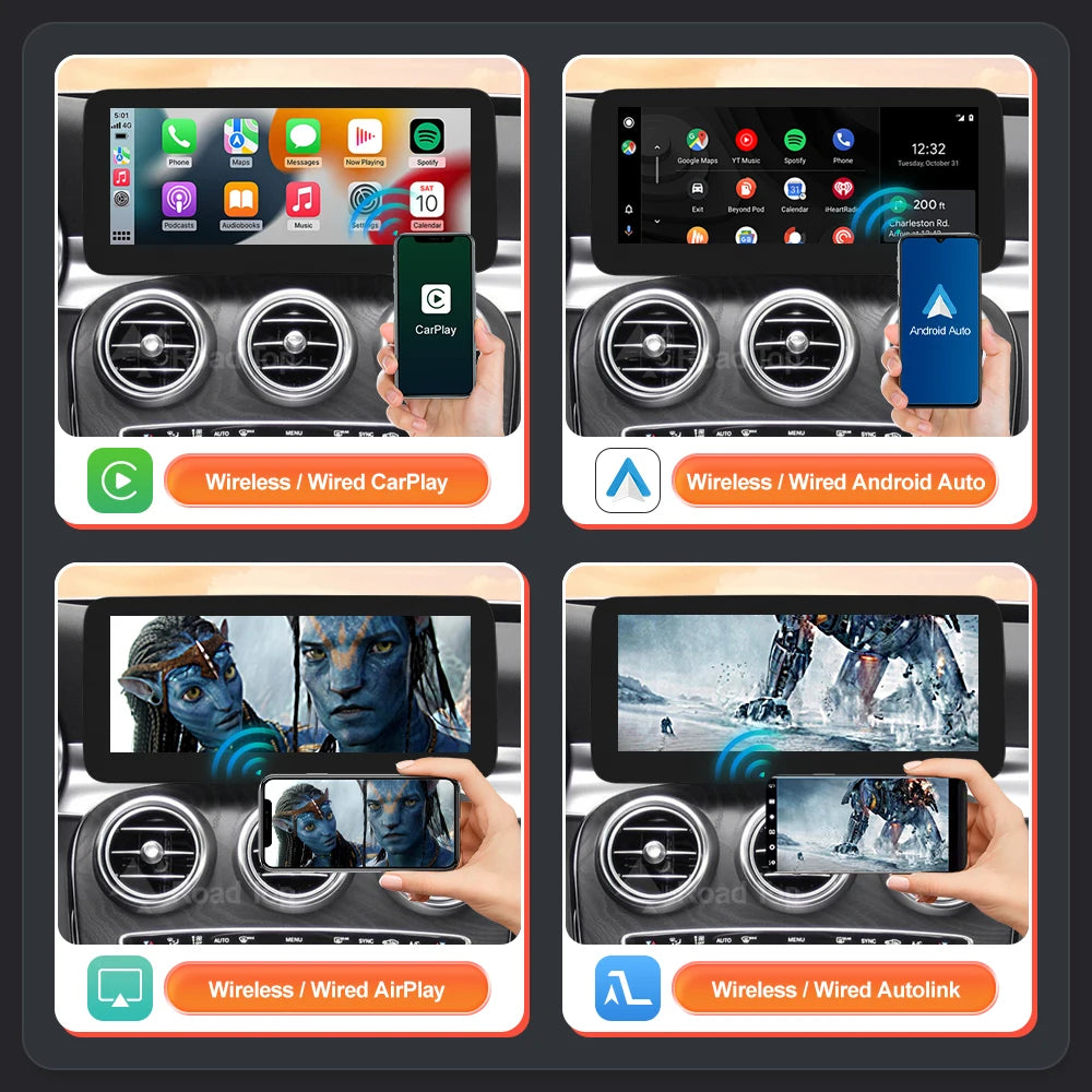 Wireless CarPlay Android Auto Multimedia Screen for Mercedes-Benz C Class W205 GLC V Class | AUTOKITSHOP