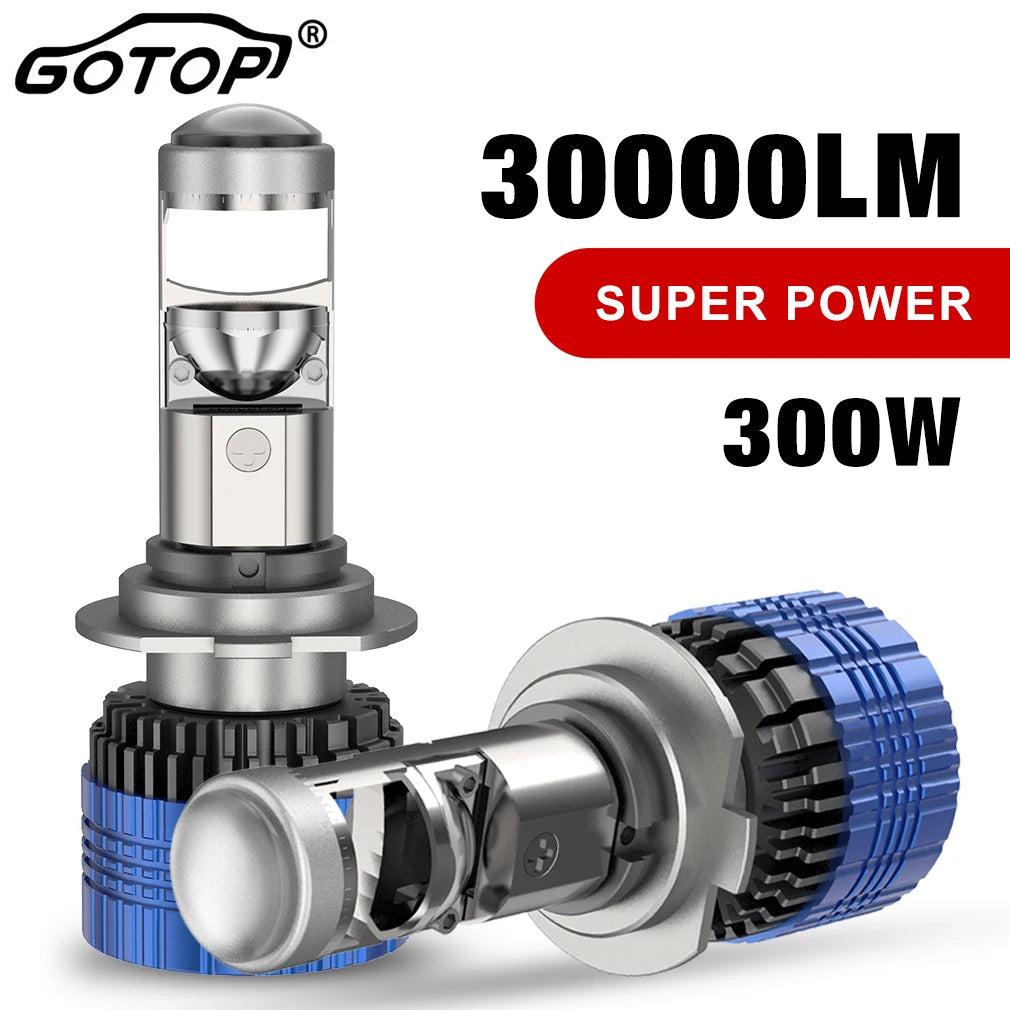 300W H7 H4 LED Headlight Mini Lens Projector H9 H11 9005 HB3 9006 HB4 Auto Low Beam Canbus
