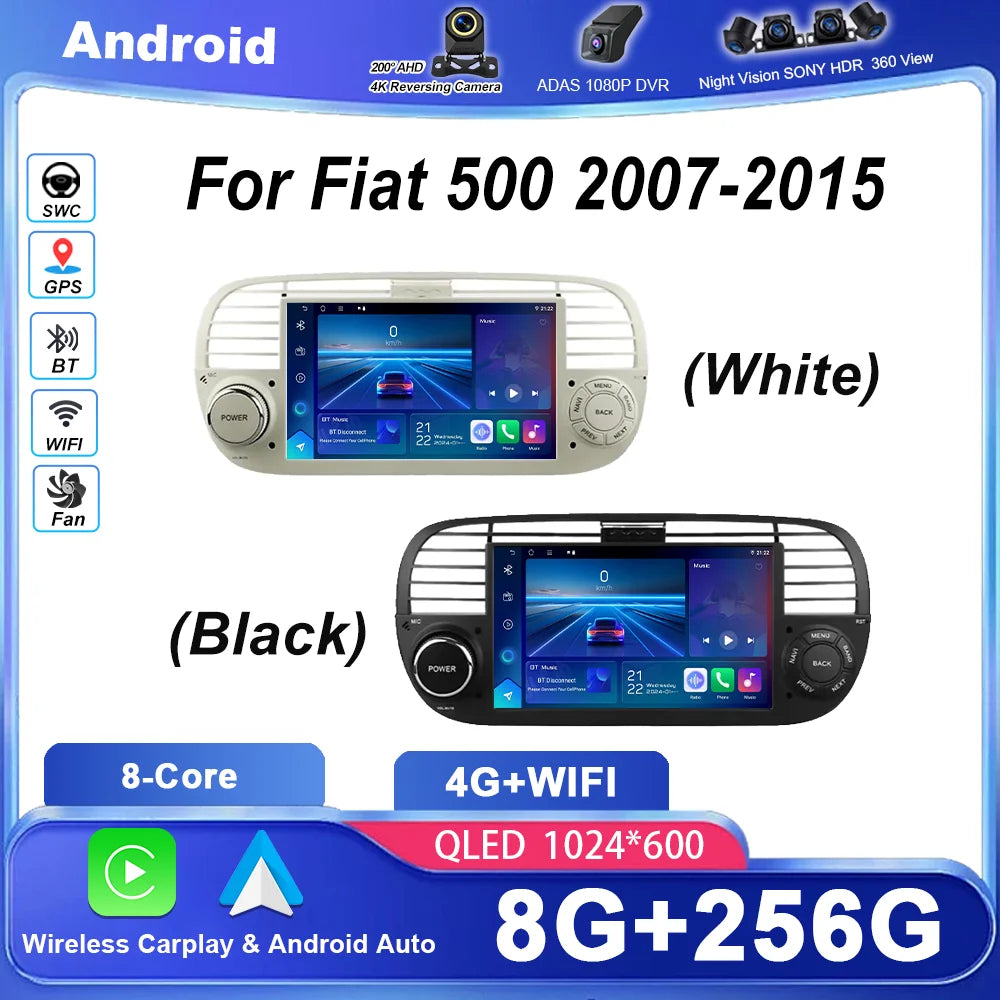 Car DVD Android For Fiat 500 2007-2015 Auto GPS Navigation Multimedia Video Player Radio S