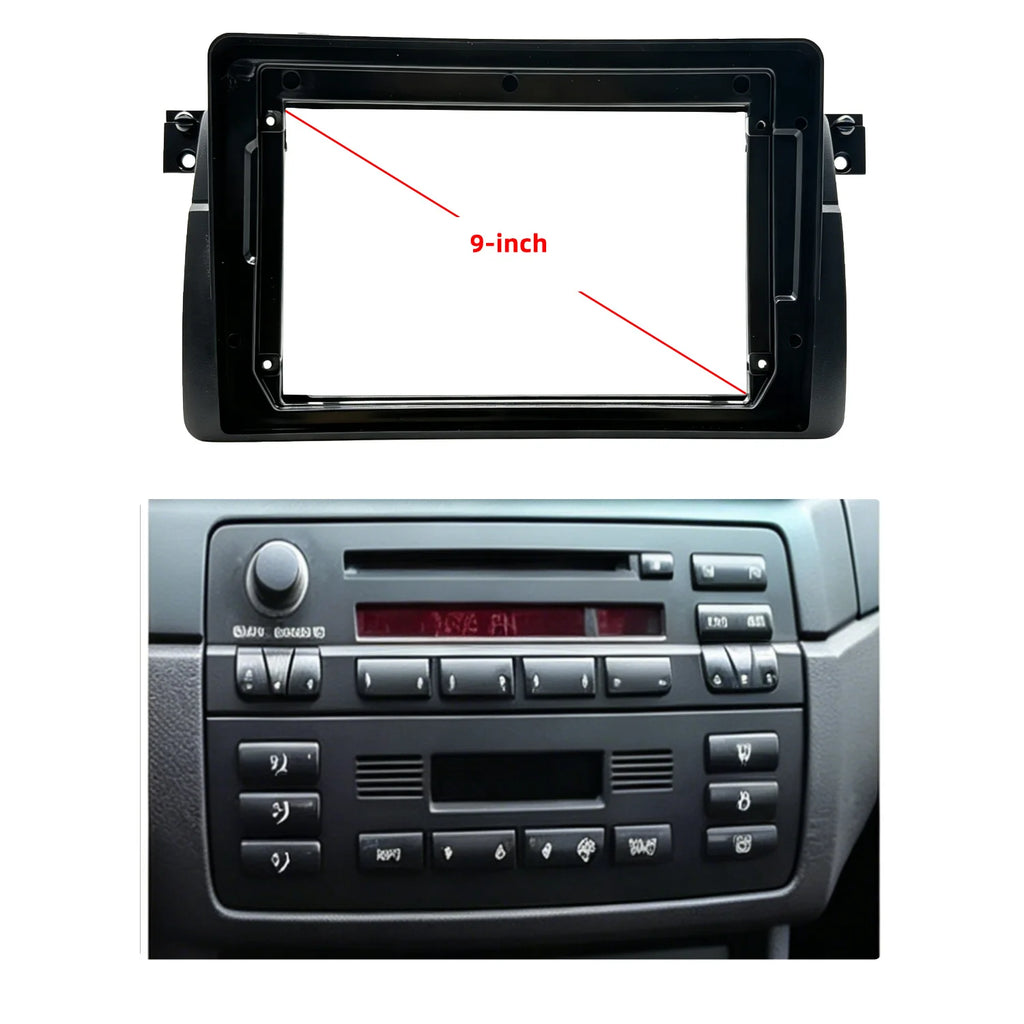 9 Inch Radio Fascia Frame for BMW 3 Series E46 1998-2005 2DIN Stereo Installation Dash Tri