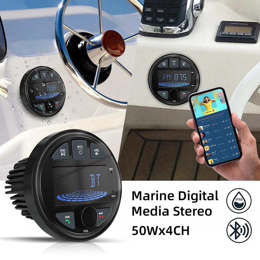 Boat Radio MP3 Media Player Stereo Marine Radio Cover Bluetooth AUX USB Waterproof Widely  | AUTOKITSHOP