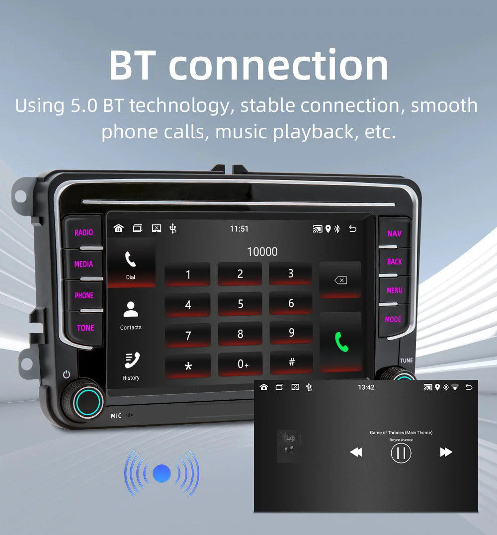 BQCC 7" Android 13 Octa Core Car Player Mirrorlink Carplay WIFI GRS For Volkswagen VW CC Passat B7 Polo Golf 5 6 Jetta mk5 mk6