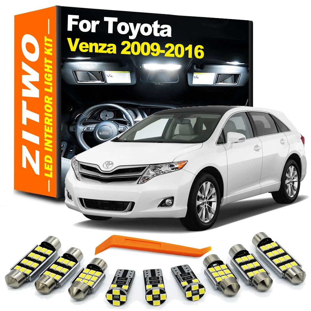 ZITWO 15Pcs For Toyota Venza 2009 2010 2011 2012 2013 2014 2015 2016 LED Interior Light Reading Trunk Plate Courtesy Bulb Kit