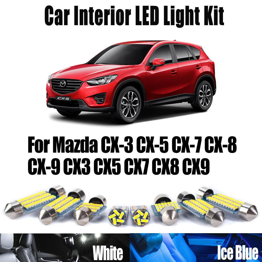 LED Interior Light Kit for Mazda CX-3 CX-5 CX-7 CX-8 CX-9 CX3 CX5 CX7 CX8 CX9 Car Accessories License Plate Bulb - Ca...