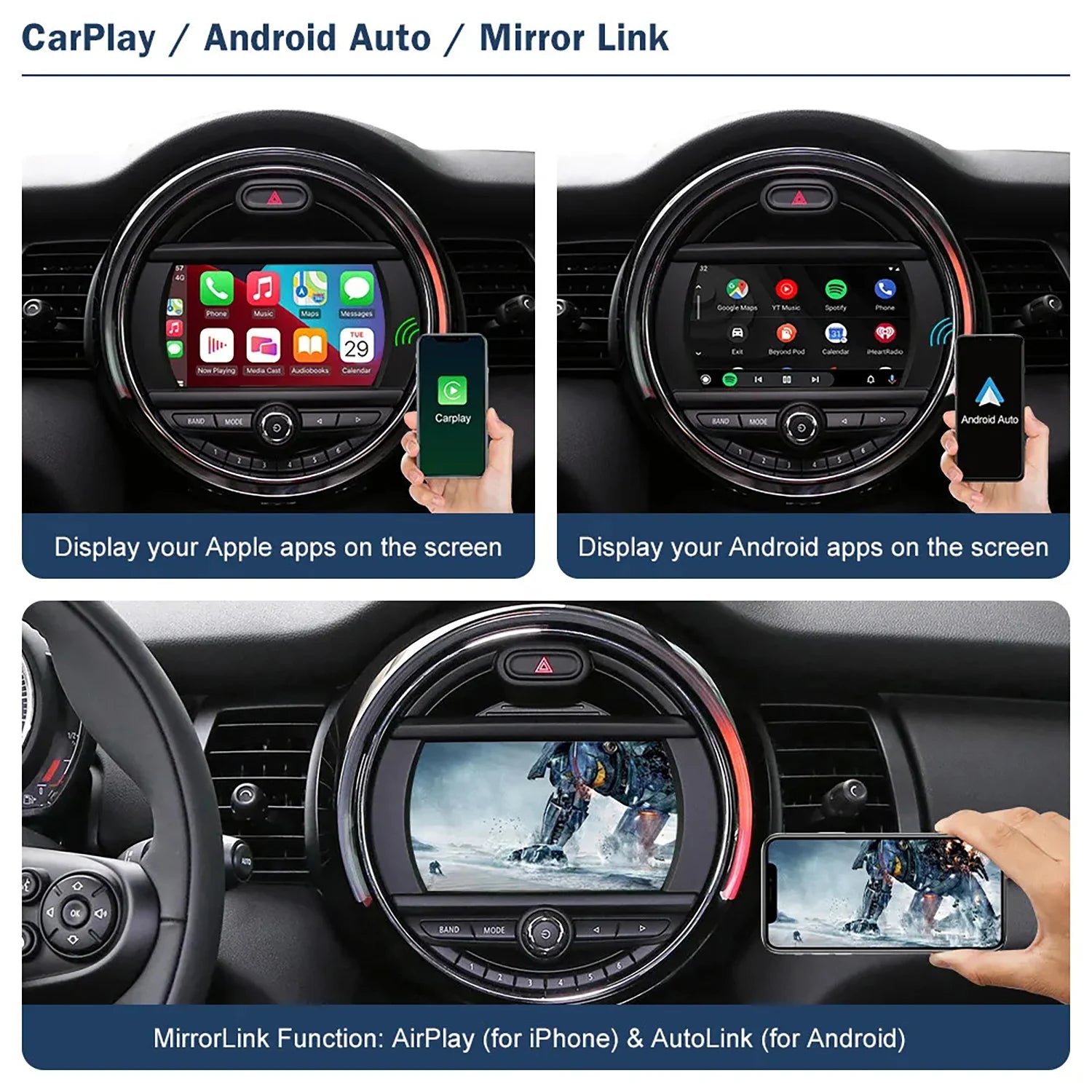 CarPlay Wireless/Wired IOS Android Auto NBT For BMW Mini R55 R56 R57 R58 R59 R60 R61 F54 F