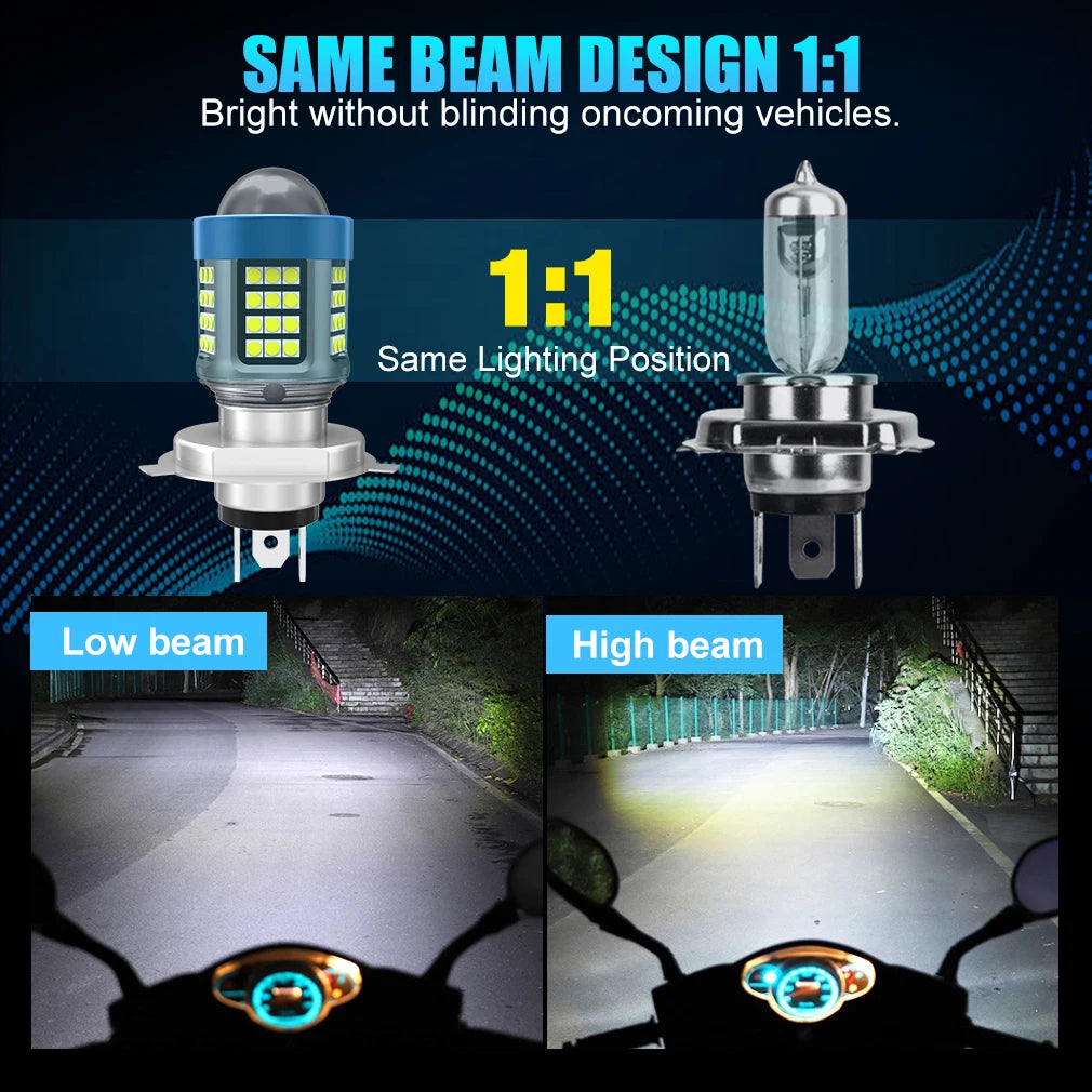 20000LM 25W Motorcycle Headlights H4 BA20 LED Bulbs Lens CSP LED Moto High/Low Beam Led Bu