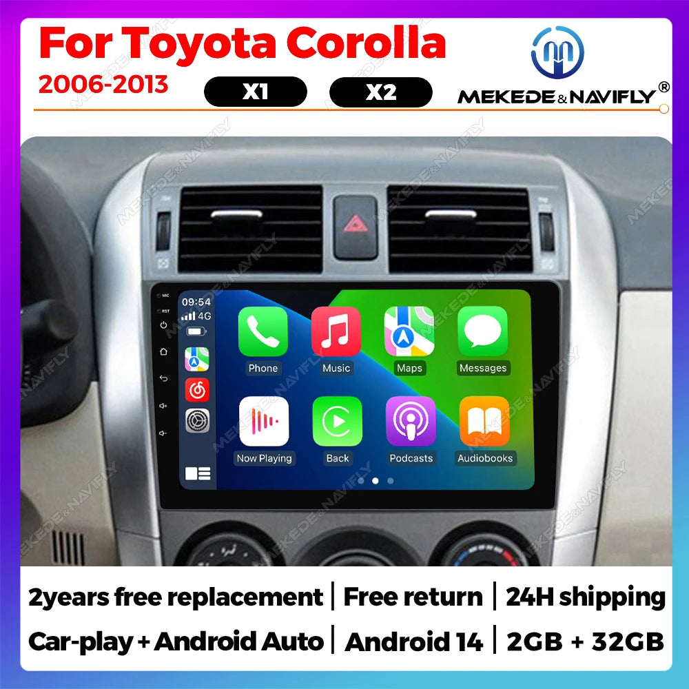 Android 14 Car Stereo Radio For Toyota Corolla E140/150 2007 2008 2009 2010 2011 2012 2013