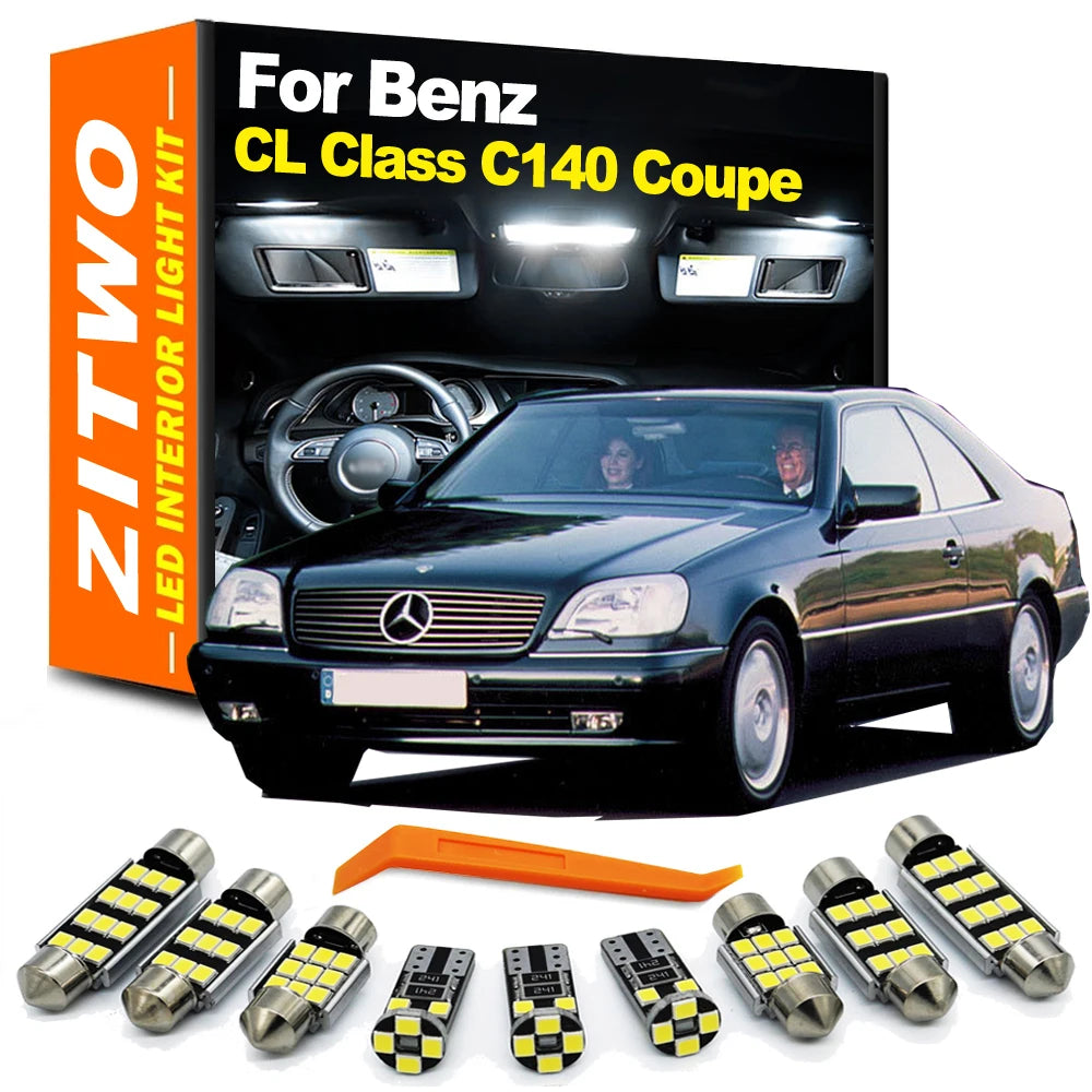 ZITWO 17Pcs Car LED Interior Light Kit For Mercedes Benz CL Class Coupe C140 SEC500 SEC600 CL500 CL600 1992-1998 Plate Dome Lamp
