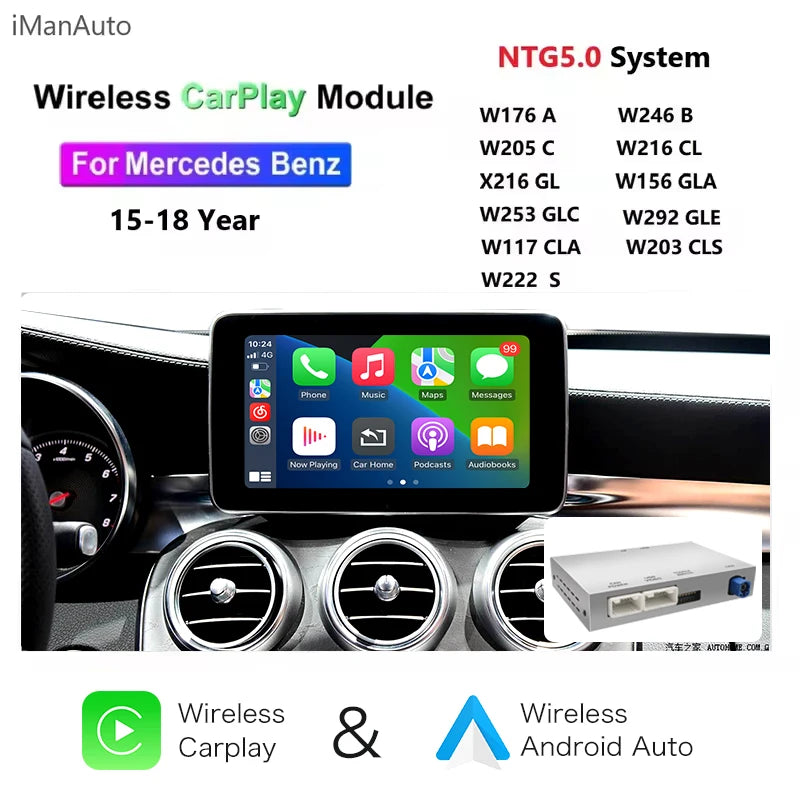 AUTOABC 2025 New Wireless Carplay Module For Mercedes C/GLC/S Class W205 W253 NTG5.0 Syste