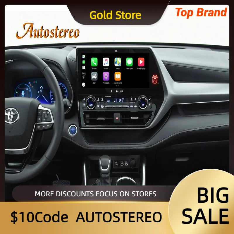Auto Stereo Android Carplay 12.3 Autoradio For Toyota Highlander 2021 2022 2023 Car GPS Na