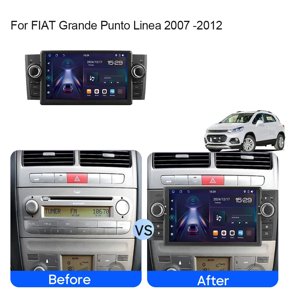 Android 15 Car Radio For FIAT Grande Punto Linea 2007-2012 Multimedia Navigation Stereo In