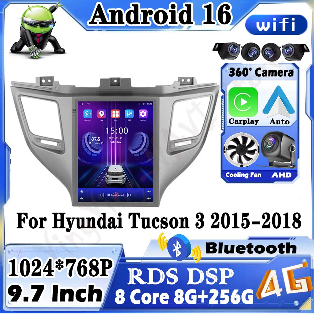 9.7 lnch For Hyundai Tucson 3 2015-2018 Radio Carplay Car Multimedia Player Intelligent Sy