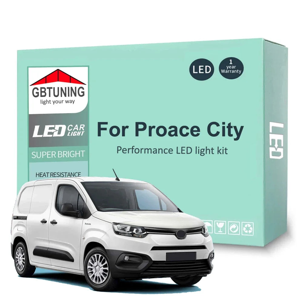 13-Piece LED Interior Light Kit for Toyota Proace City 2016-2020 - Canbus Dome Map Door Trunk Bulbs | AUTOKITSHOP