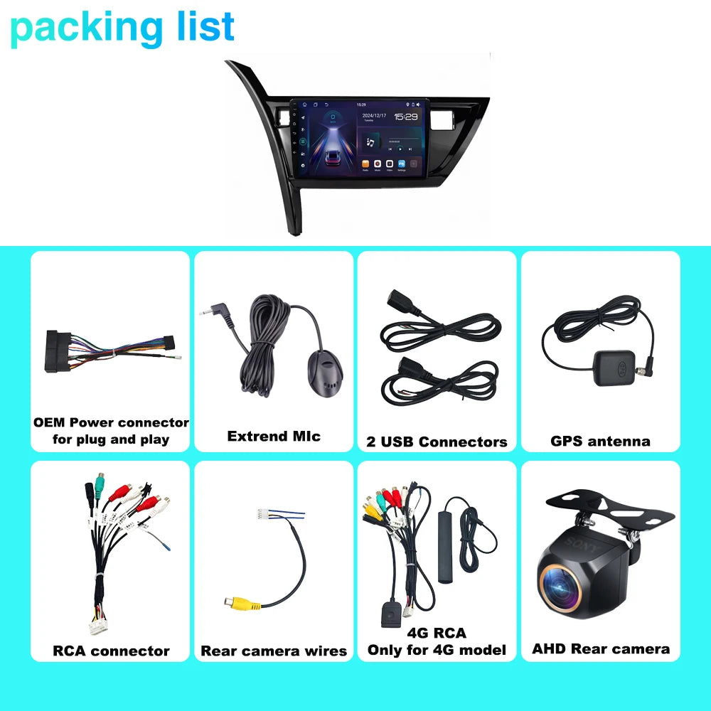 Android 15 WIFI 5G Car Radio For Toyota Corolla 11 Auris E180 2017 2018 2019 Auto Multimed