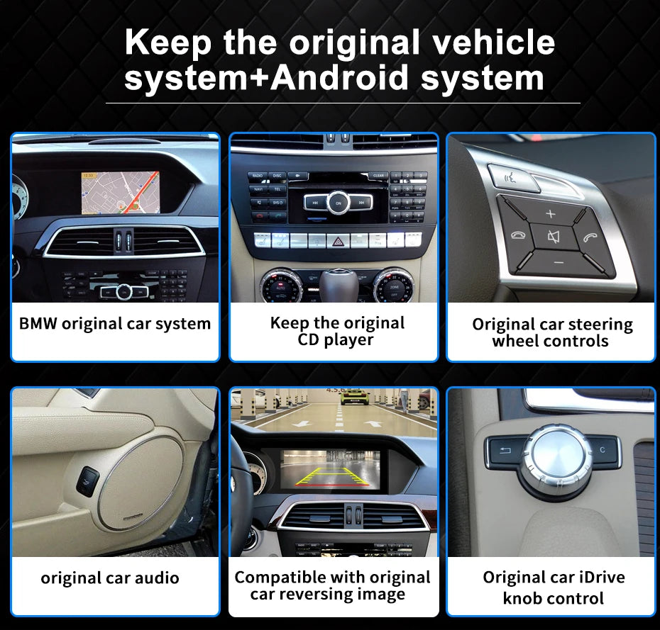 For Mercedes Benz C Class W204 S204 2011-2014 NTG4.5 8.8 inch Screen Android14 Auto Radio