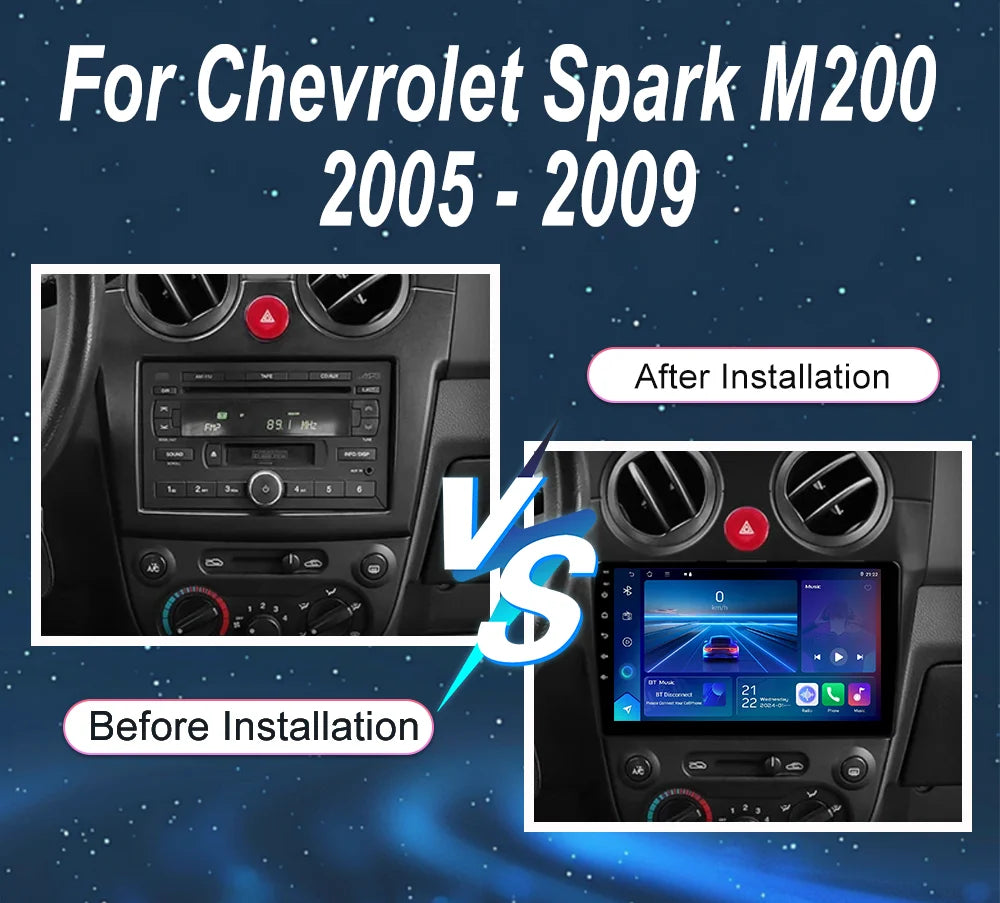 Car DVD Android 16 Radio Stereo For Chevrolet Spark M200 2005 -2009 High-Performance CPU Q