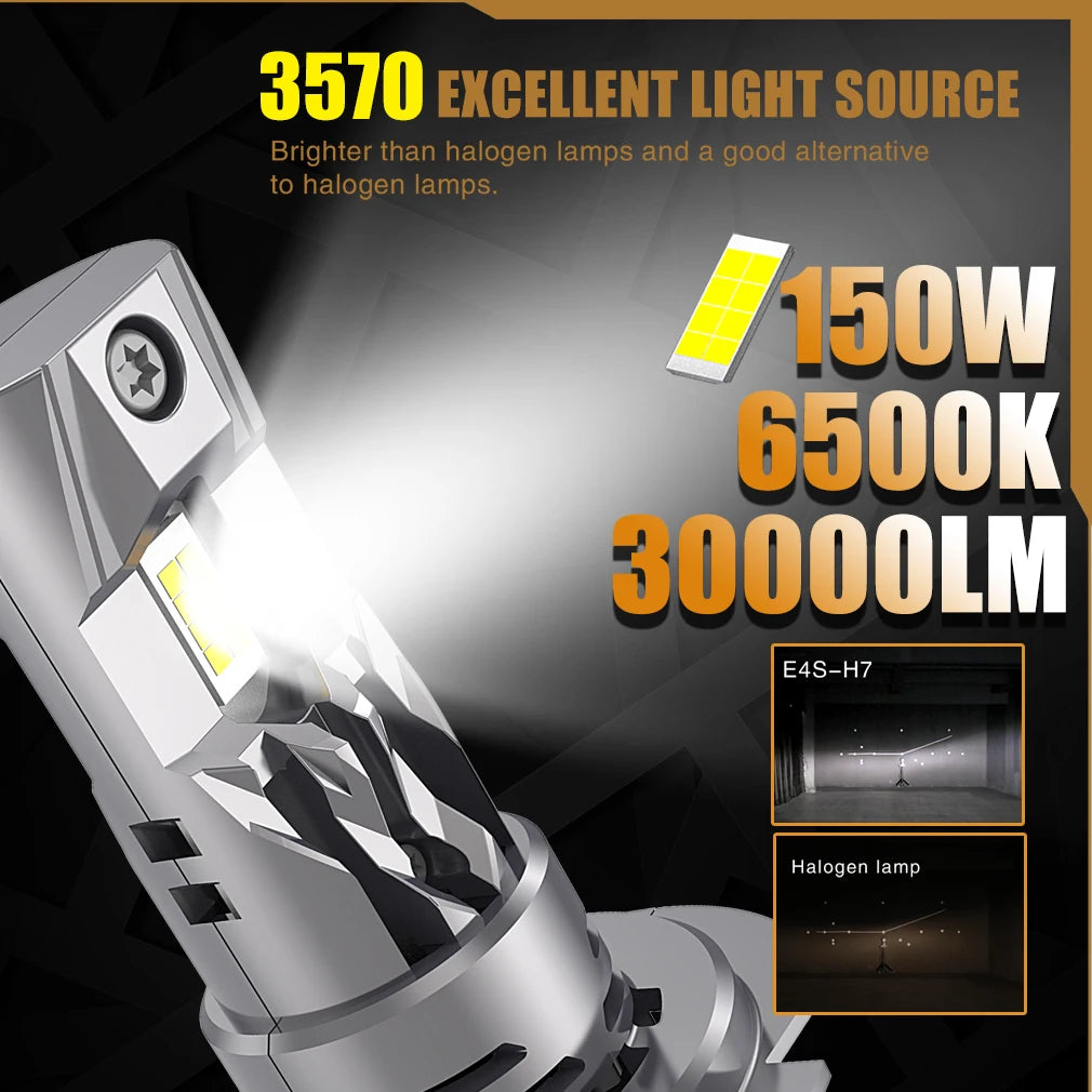 150W 30000LM H7 LED Headlight Bulb Beam Kit Mini Wireless CSP Car Headlamp Auto Diode Lamp