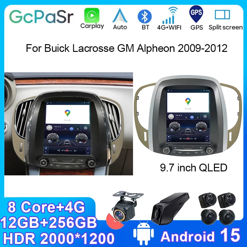 Android 15 For Buick Lacrosse GM Alpheon 2009-2012 Car Radio Stereo QLED DSP Carplay GPS N