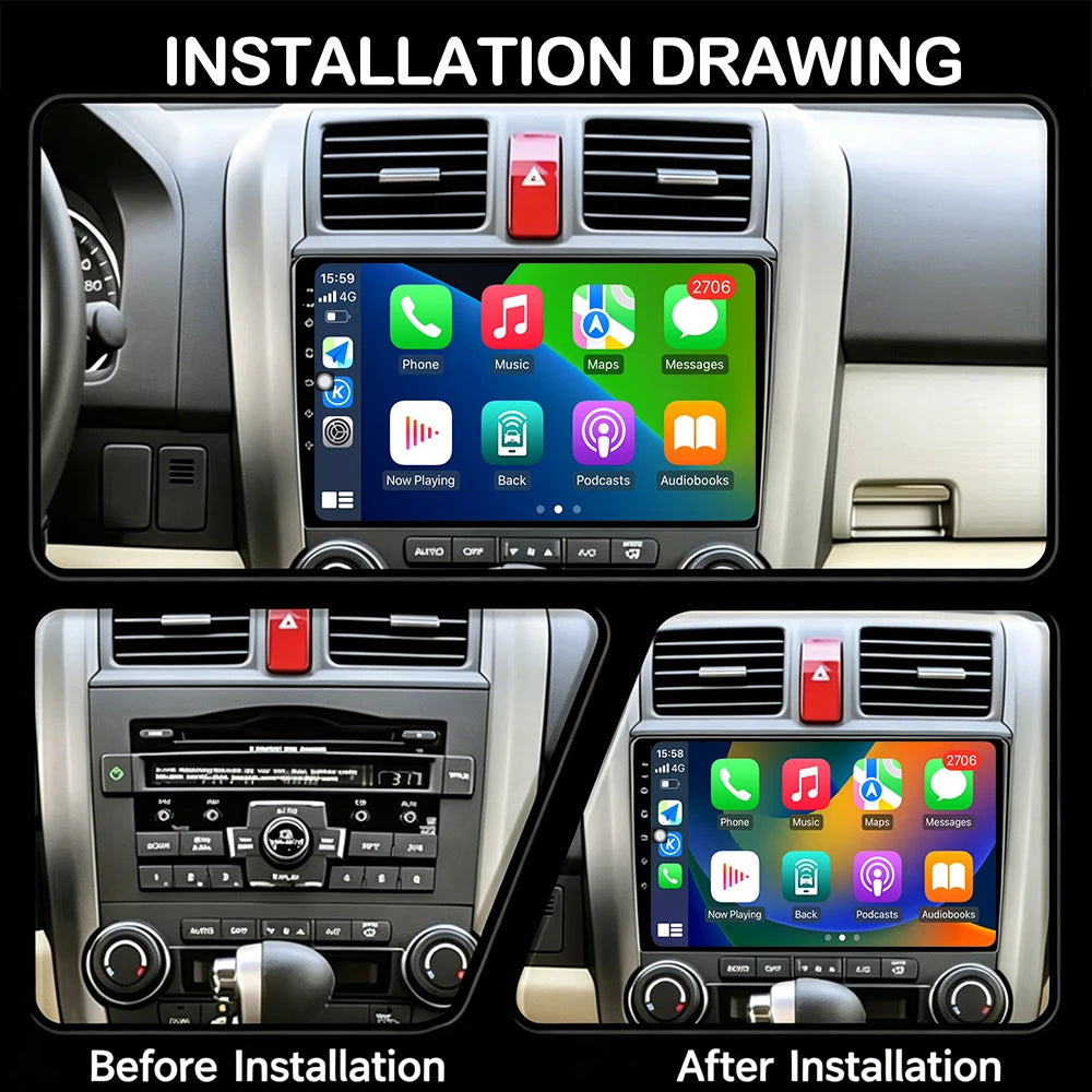 Android 16 Auto For Honda CRV CR-V 3 RE 2007-2011 Car Radio Multimedia Video Player Naviga
