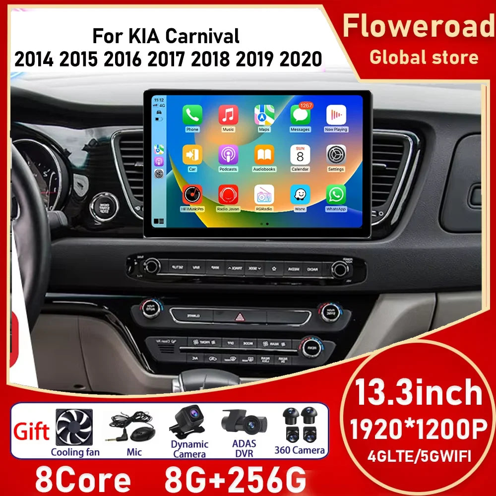 13.3 Inch 2K Qled Carplay Android 15 For Kia carnival android all-in-one 2014-2020 Auto Ra | AUTOKITSHOP
