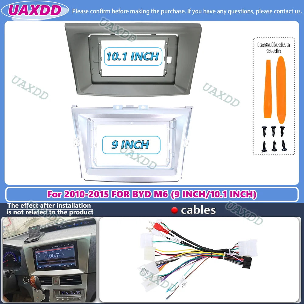 FOR 2010-2015 BYD M6 10.1INCH 2 Din Car Android frame cable video harness adapter player m