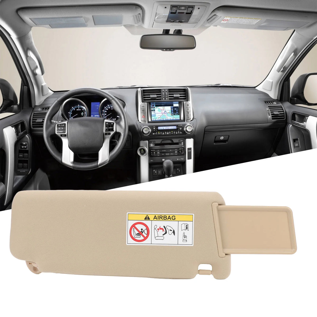 Car Front Sun Visor Beige Sun Visor Replacement for Land Cruiser Prado 2010‑2023 Left Hand Drive - Automotive LED Light