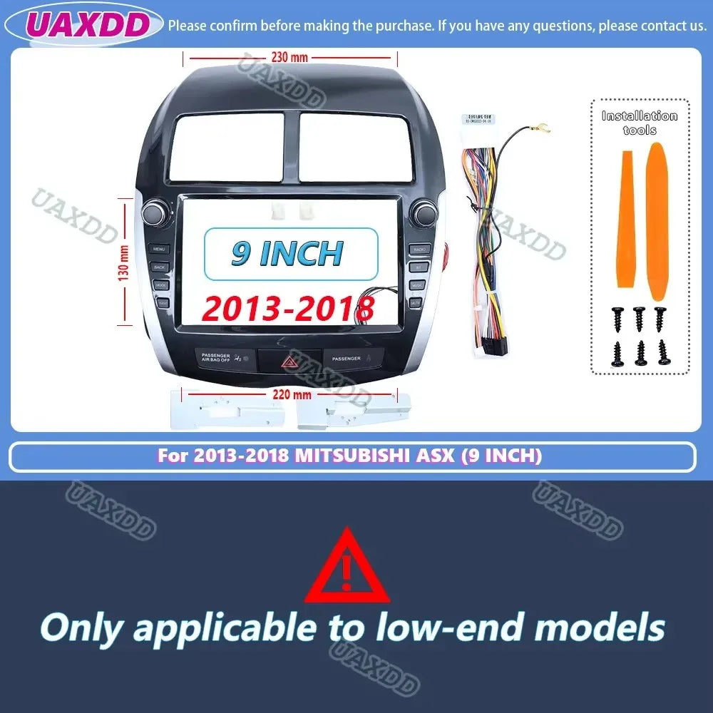 Car 2 Din 9 Inch Android Radio GPS MP5 Fascia Panel Frame Dash Board Mount Kit For Mitsubi