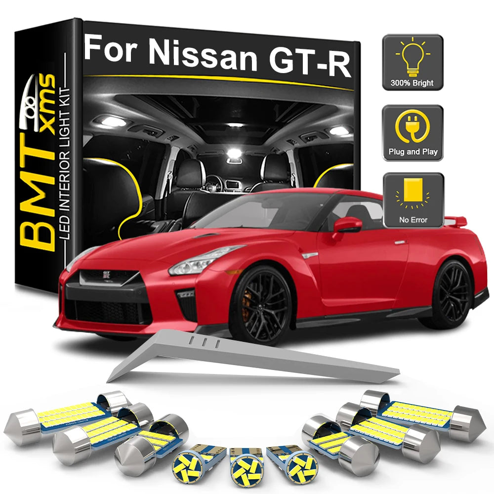 11-Piece LED Interior Light Kit for Nissan GT-R GTR R35 2005-2017 - Canbus Dome Map Door Trunk Bulbs | AUTOKITSHOP