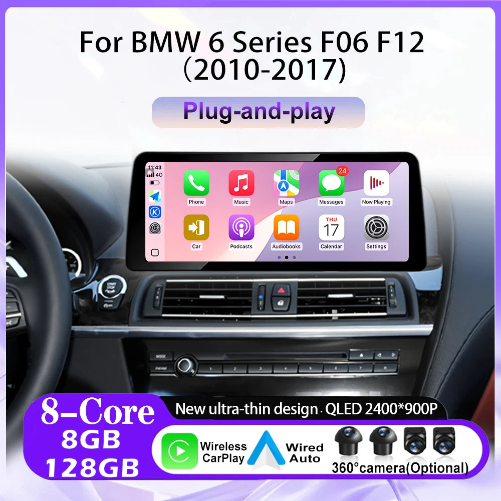 QLED Car Radio For BMW 6 Series F06 F12 2010-2017 CIC NBT EVO System Android 16 Video Mult