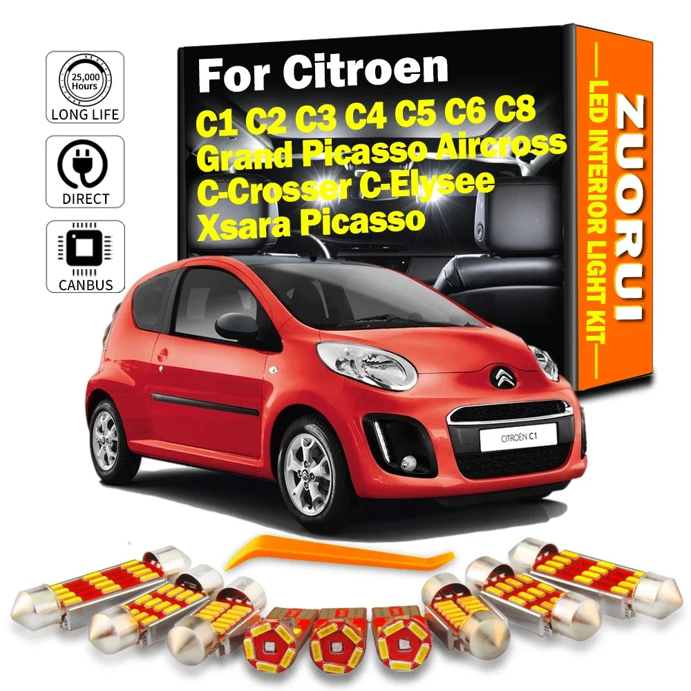 LED Interior Light Kit for Citroen C1 C2 C3 C4 C5 C6 C8 Aircross Grand Picasso C-Crosser C-Elysee Xsara Picasso Canbu...