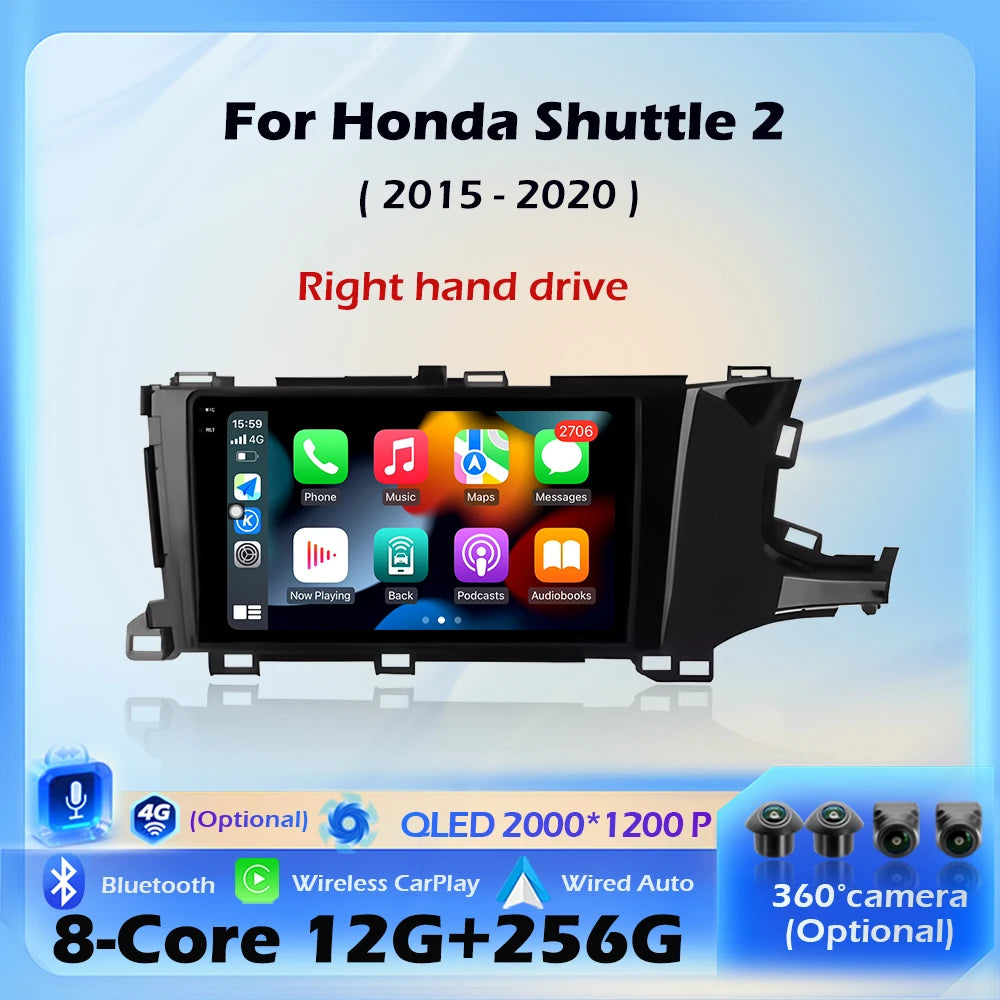 Car Radio Multimedia Wireless CarPlay For Honda Shuttle 2 RHD 2015 - 2020 Android 16 Video