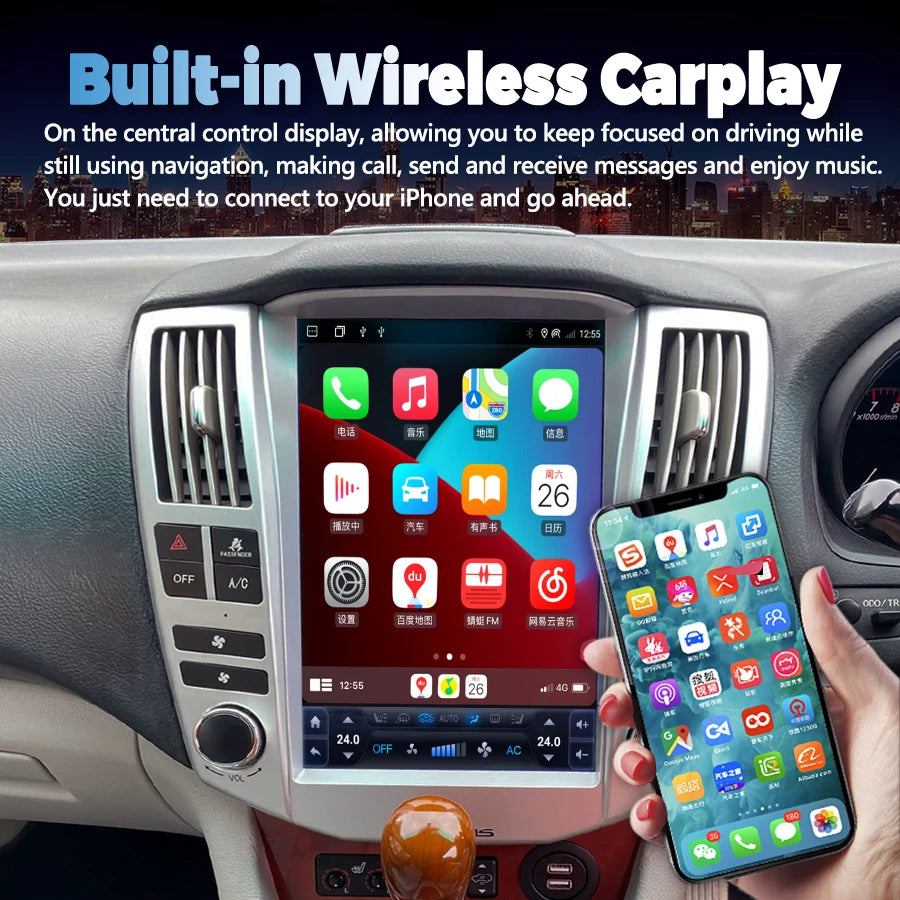 NaviRider 12.1" Tesla Style Android 14 Screen For Lexus RX RX300 RX330 RX350 RX400 Toyota  | AUTOKITSHOP