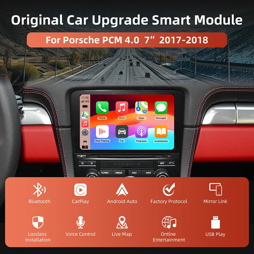 OEM Screen Upgrade Wireless Carplay Auto For Porsche Cayenne Macan 911 w/ PCM 4.0 2017-201