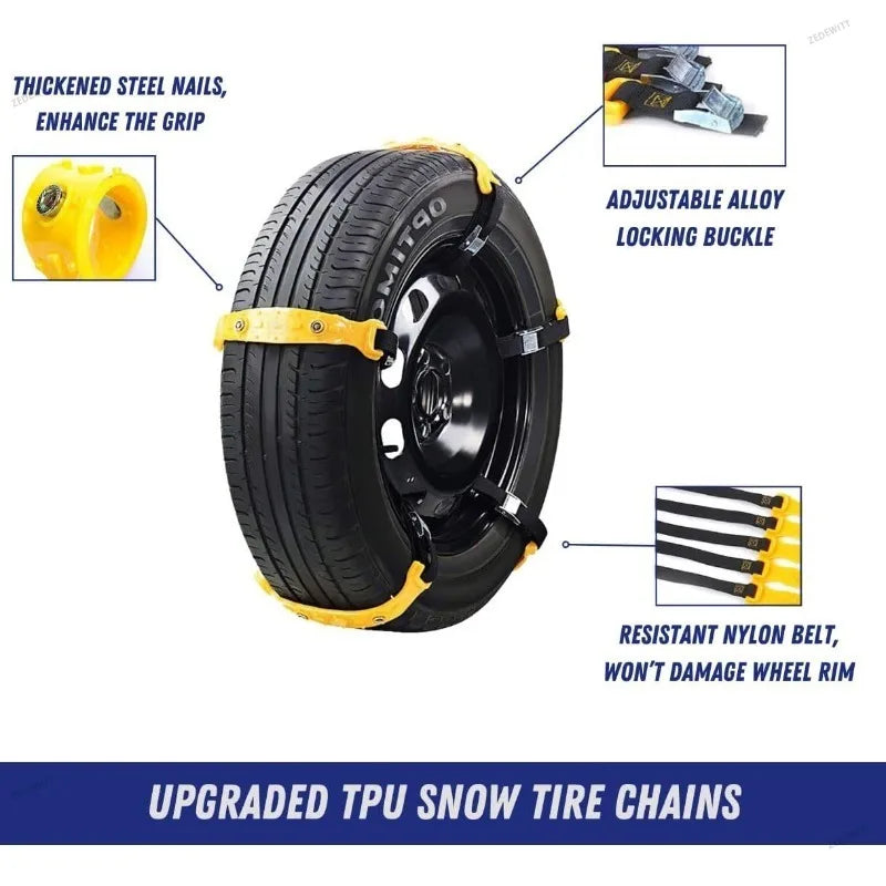 Off Road Winter Anti Slip Tire Chains 10PCS Snow Wheel Bands Anti Skid Safety Gear Fit Motorcycl - Automotive LED Light